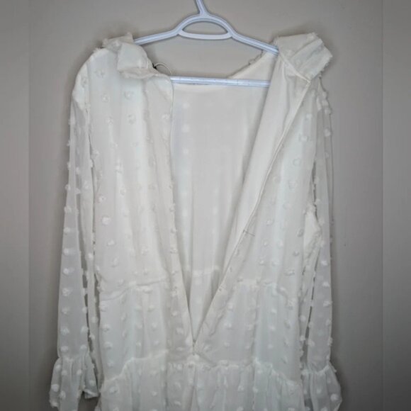 NWT BOOHOO Plus White Swiss  Polka Dot Ruffle Tiered Midi Dress Size 20 - Picture 9 of 13